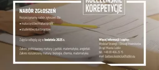 Lublin zaprasza maturzystów na bezpłatne "Koleżeńskie korepetycje"